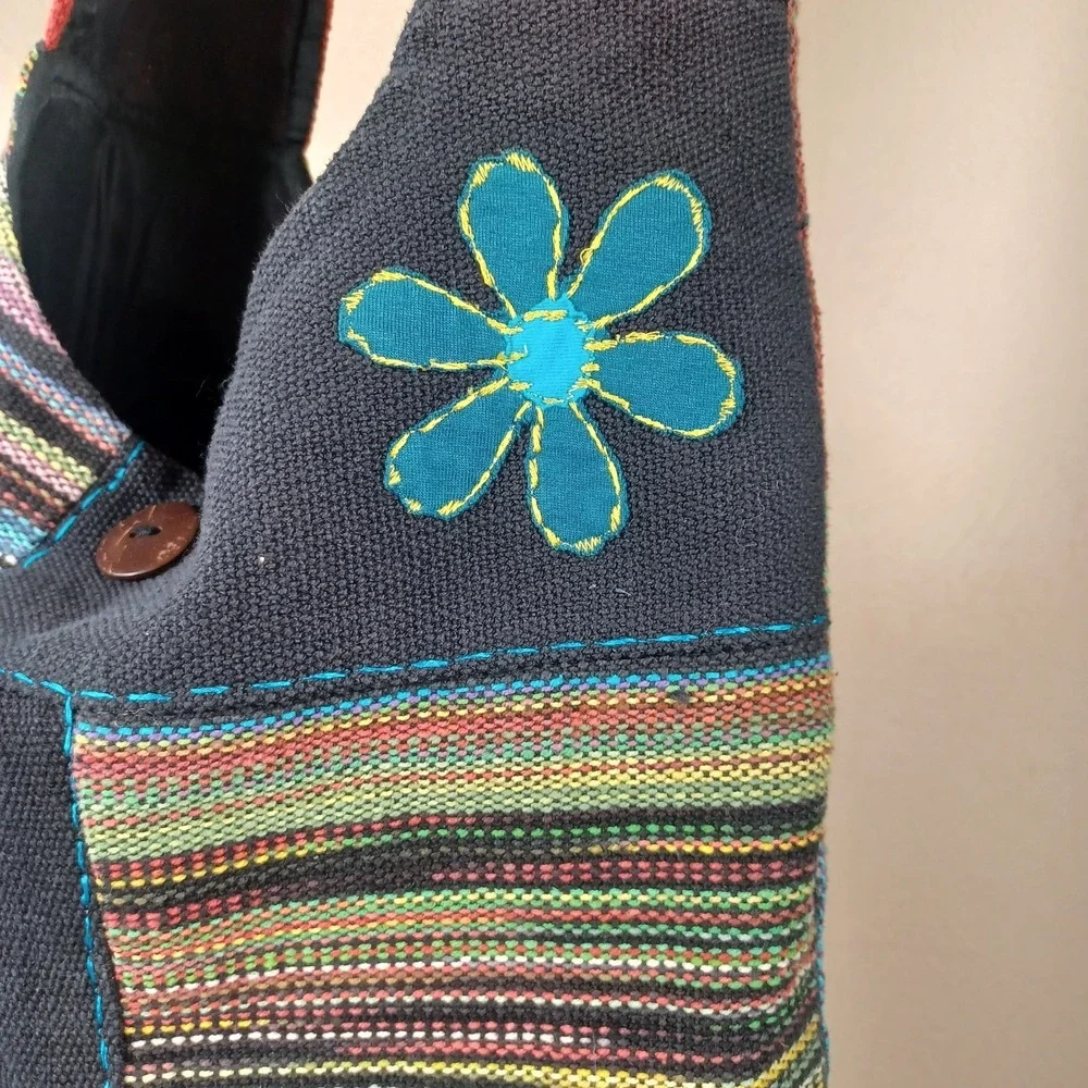 Peace Sign Patchwork Boho Hippie Fairy‎ Grunge Festival Large Artsy Hobo Bag